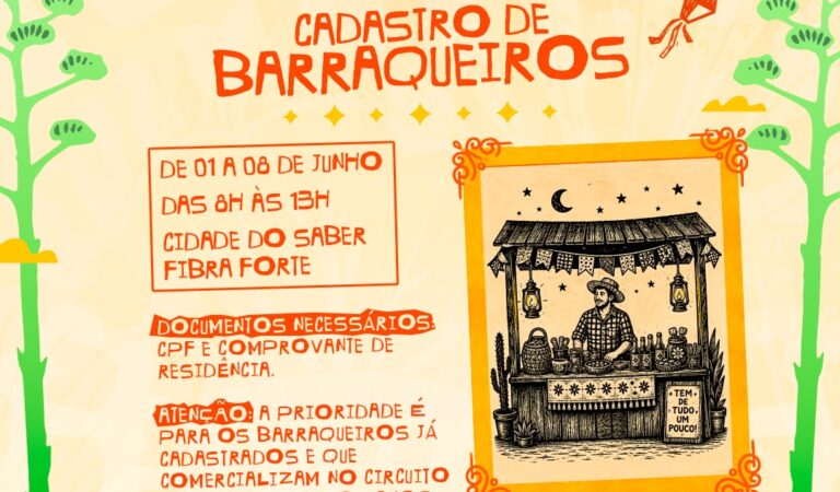 Várzea Nova abre cadastro para barraqueiros e ambulantes do Arraiá Fibra Forte 2026