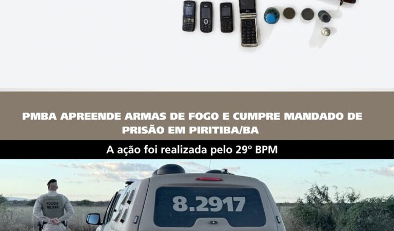 Polícia Militar apreende armas de fogo e cumpre mandado de prisão em Piritiba