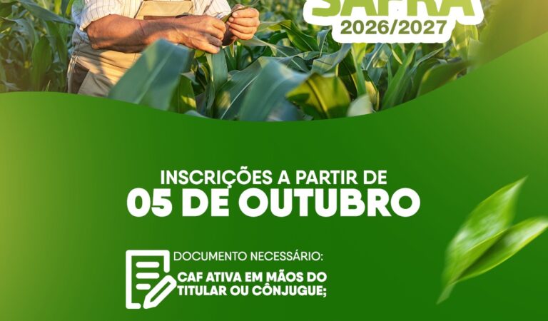 Prefeitura de Miguel Calmon abre inscrições para o Garantia  Safra 2026/2027 a partir da próxima segunda-feira (05)
